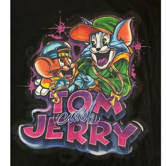 TOM & JERRY Graphic Tee NEW Black SS Cotton Size M (7/9) - Picture 1 of 4